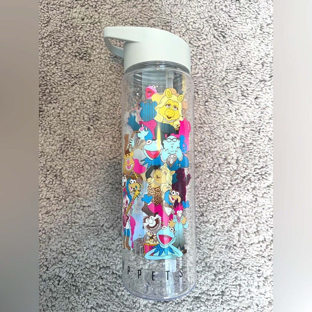 Muppets themed water bottle with flip up spout - NWOT